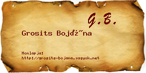 Grosits Bojána névjegykártya